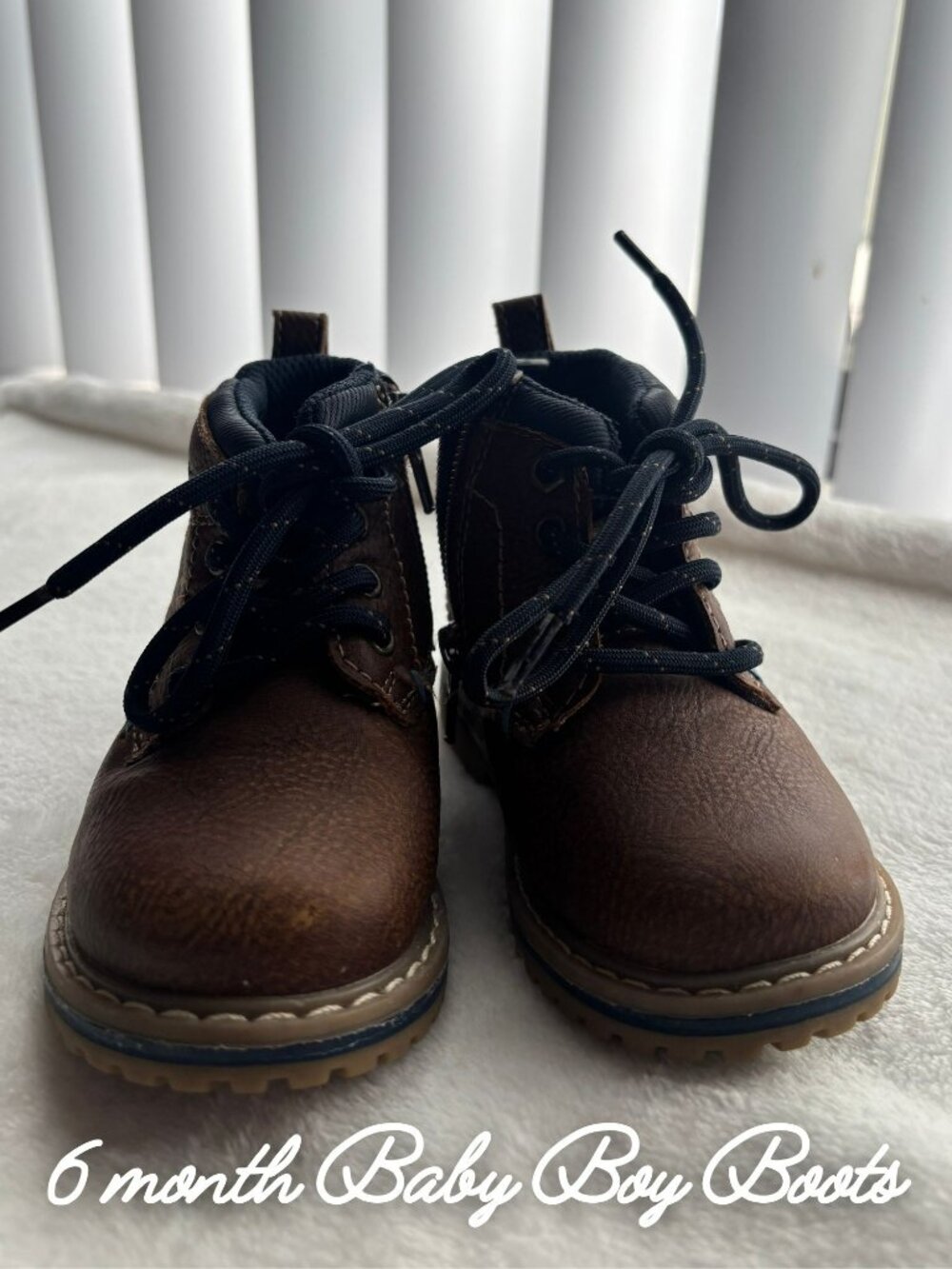 6M Baby Boy Brown Lace-Up Boots Toddler Shoes